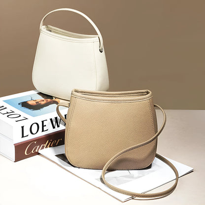 Genuine leather cowhide messenger bag for women in square vertical shape with organised internal compartments