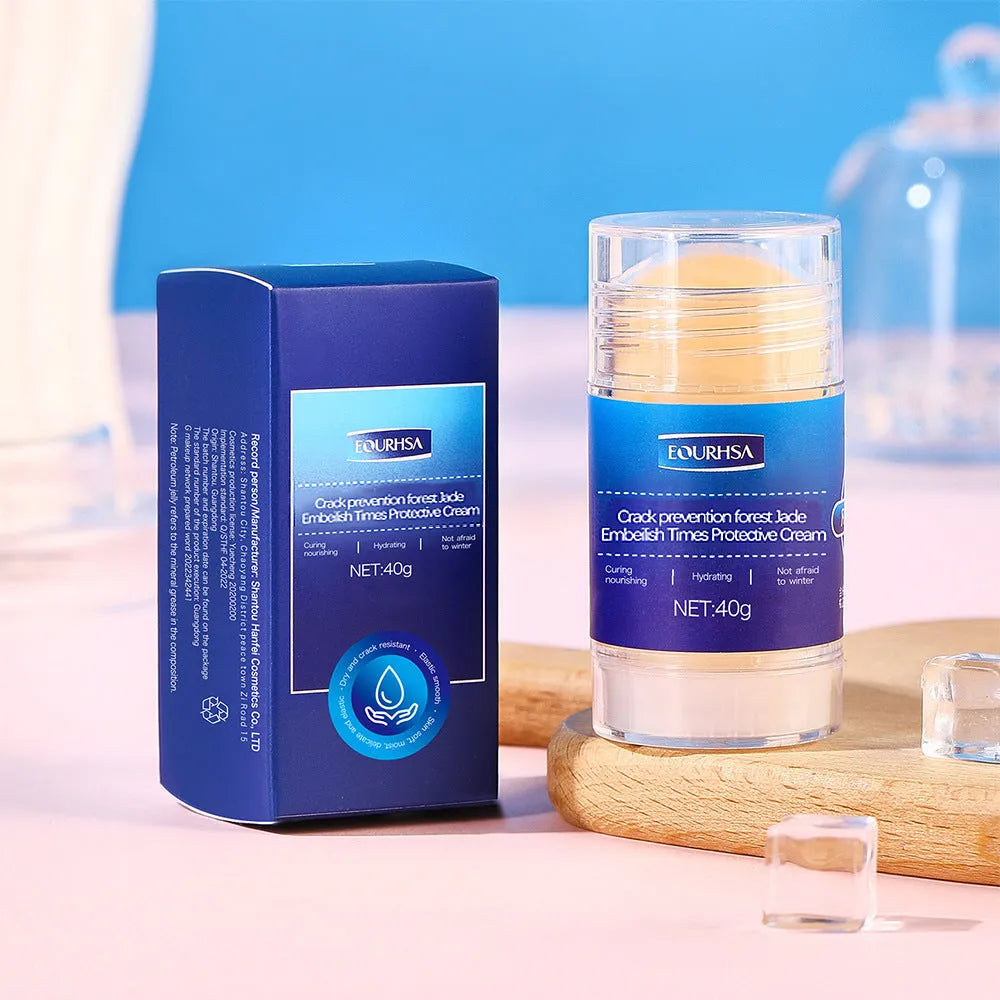 Moisturiser solid stick balm for hands and feet, shown with scent options Apple, Banana, Blueberry, Coconut, Citrus, Pink, Strawberry.