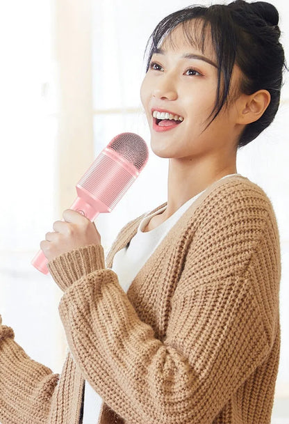 Wireless Bluetooth USB karaoke microphone in pink, blue or green colours