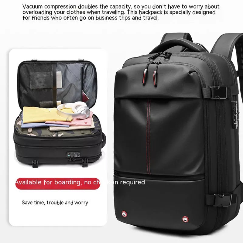 Men's business travel backpack with vacuum compression and large capacity in various colors