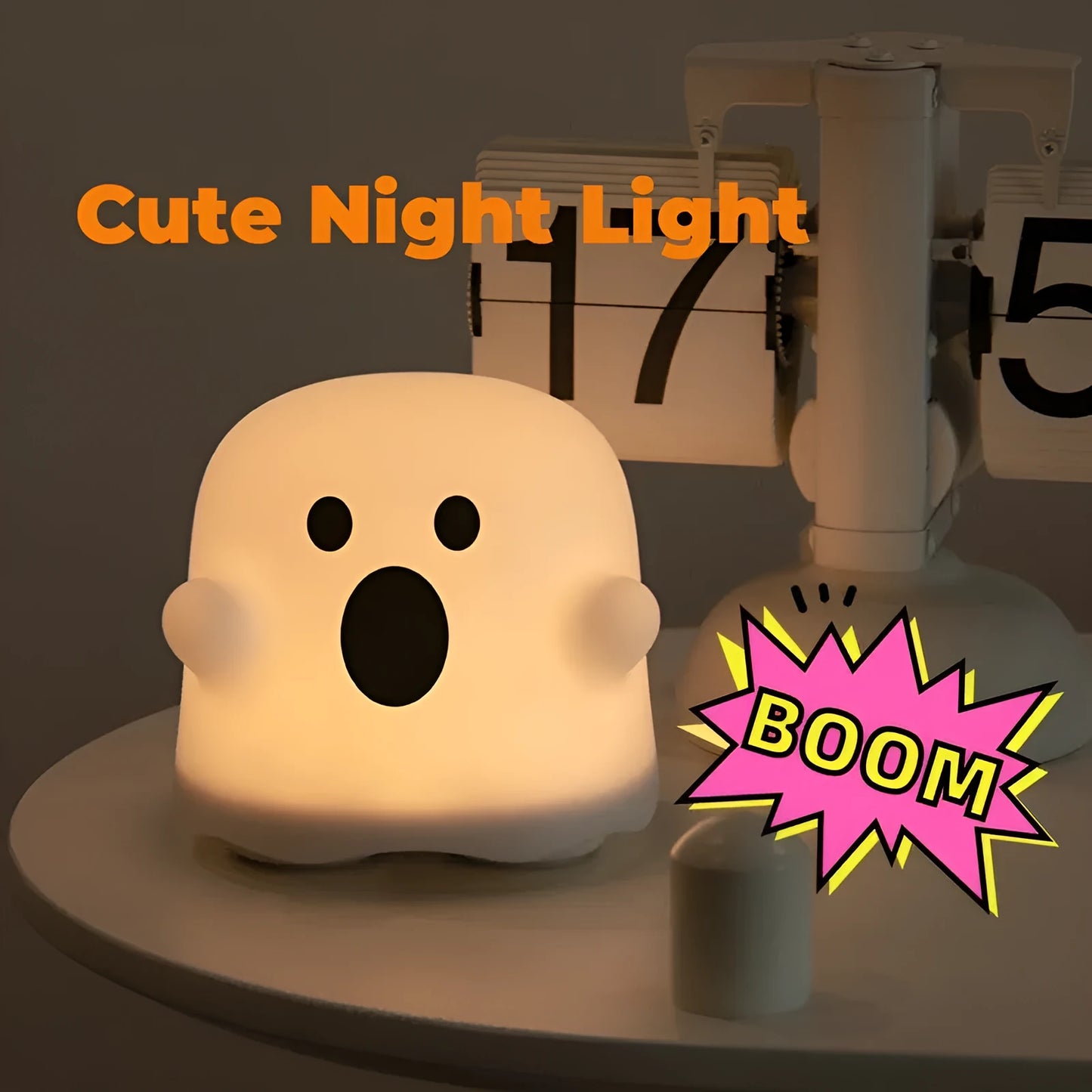 White silicone LED night light with touch sensor base showing 110mm height measurement