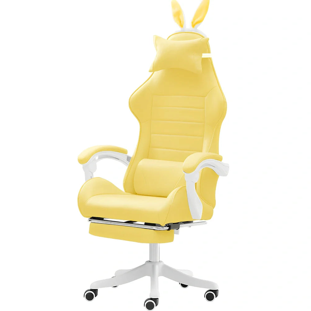 Adjustable height computer gaming chair with swivel base in green lace pattern
