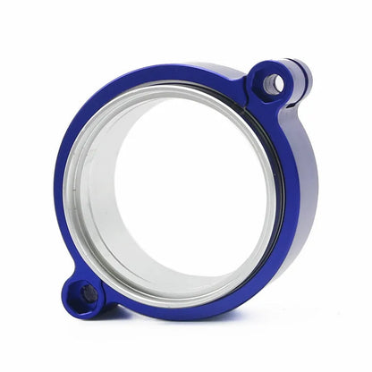Aluminium fixed movement clamp for turbine exhaust downspouts in black, blue, or red colours showing 800psi pressure rating