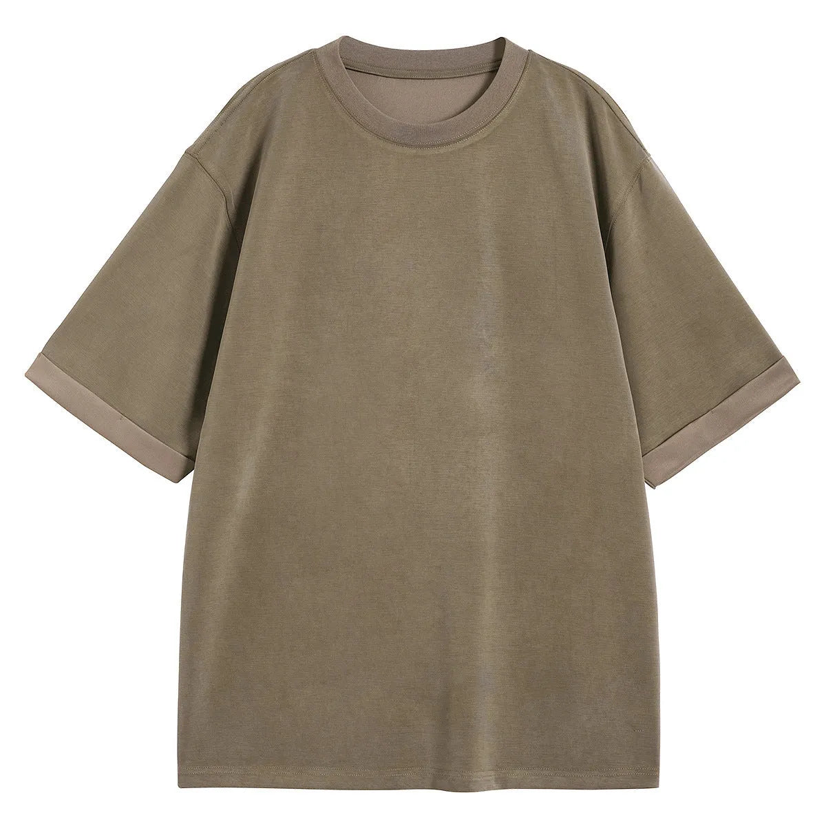 Men's loose drape knit casual t-shirt in solid colour with short sleeves