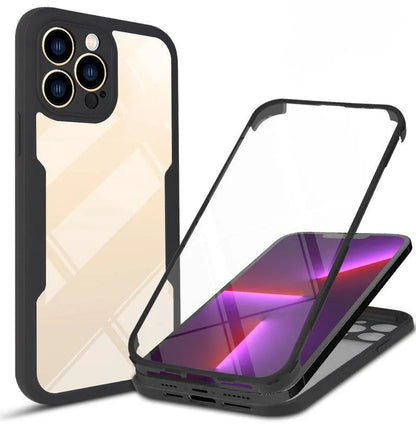 A flexible TPU protective mobile phone case for iPhones, shown in a selection of solid and multi-colour 360 Qicai finishes.