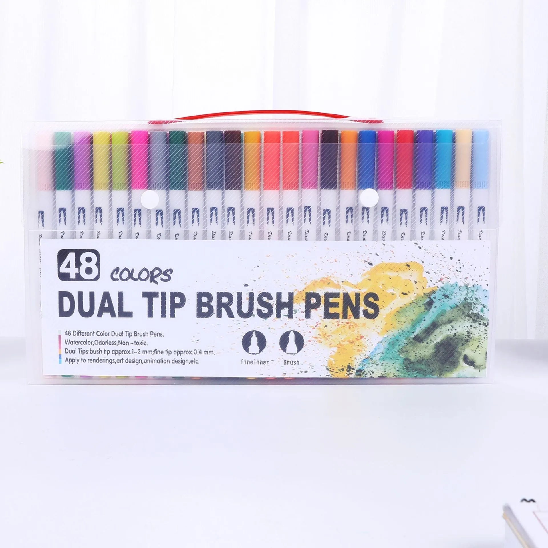 Ink water colour pen set with multiple colour options and durable shell for artistic use