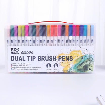 Ink water colour pen set with multiple colour options and durable shell for artistic use