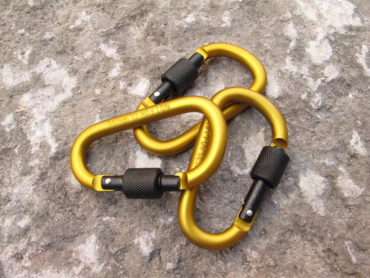 Durable aluminum alloy carabiner in multiple colors for gear organization
