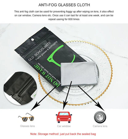 Anti-fog glasses cloth, 15x15cm, black, for clear, scratch-free lens cleaning