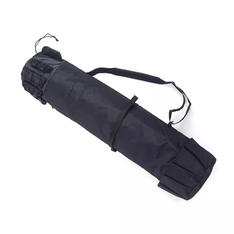 Cylindrical fishing bag for rods and gear in black or army green