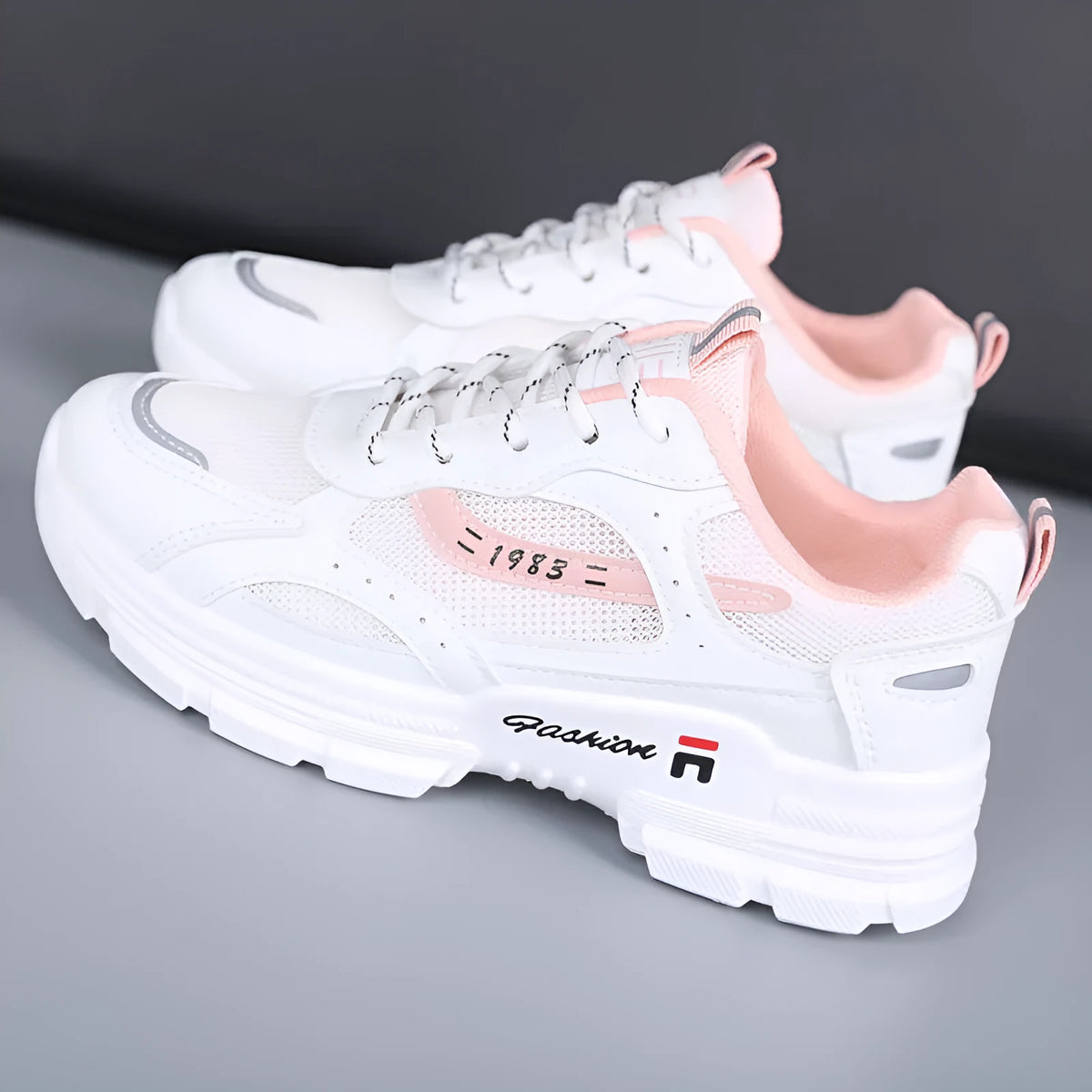 Women's breathable mesh board shoes in white, blue, or pink, high mouth and super high heel, sizes 35-40.