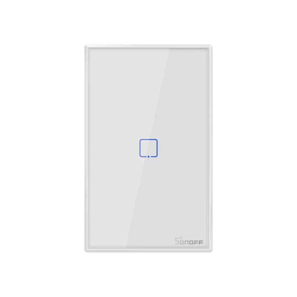 Smart wall switch with tempered glass panel, touch control, 220-250V 10A, 120mm mounting hole distance