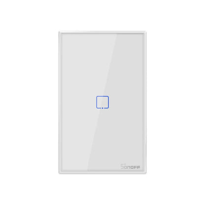 Smart wall switch with tempered glass panel, touch control, 220-250V 10A, 120mm mounting hole distance