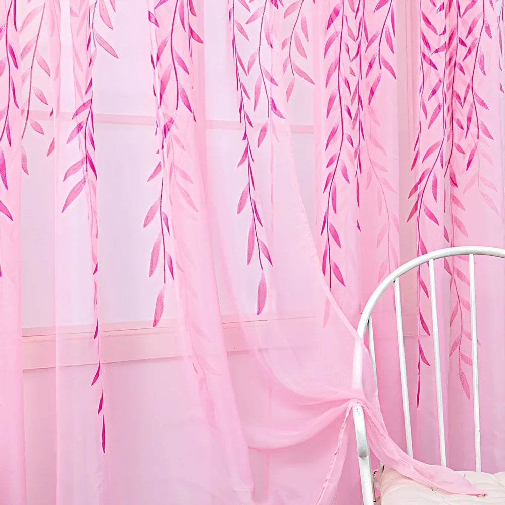 Inverted willow wicker pattern curtain with rod pocket top, polyester fibre construction in green colour option