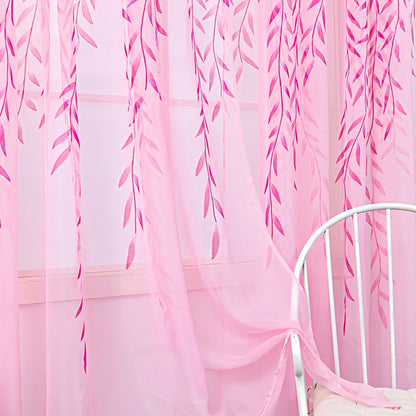 Inverted willow wicker pattern curtain with rod pocket top, polyester fibre construction in green colour option