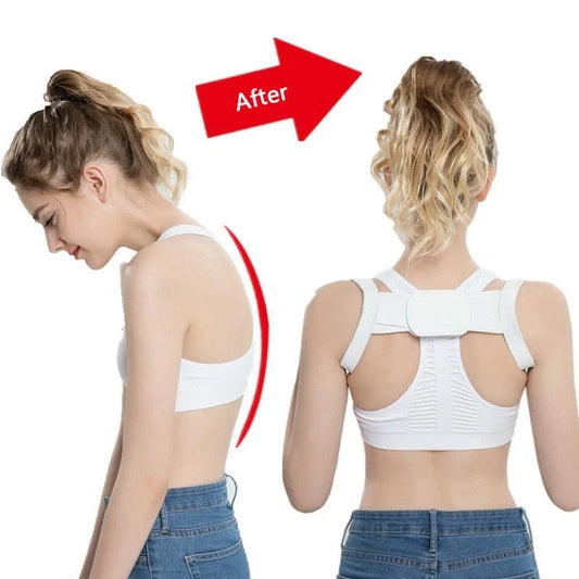 Advanced Posture Corrector Belt in black and white for back pain relief and posture support
