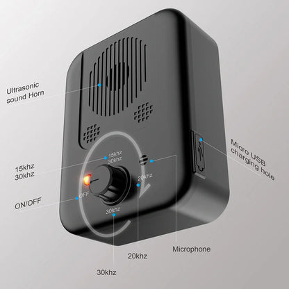 Ultrasonic anti-barking device for dogs with automatic 50-foot detection, suitable for outdoor mounting