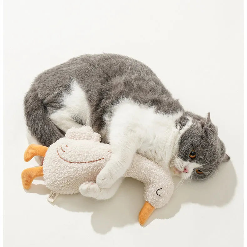 Fox and duckling plush pet chew toys made from soft teddy velvet fabric.