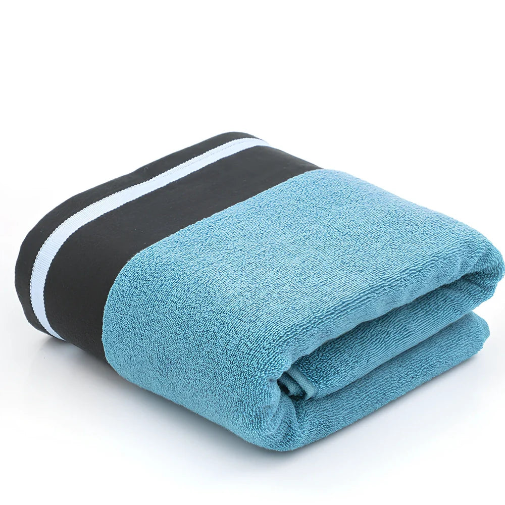 70x140cm cotton bath towel in blue, 32 strands pure cotton, 400g absorbent weight for drying