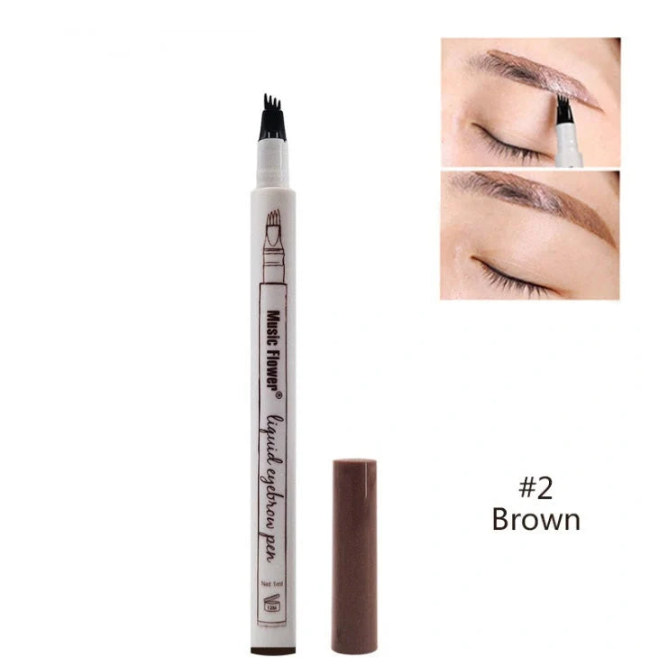 Music Flower Waterproof Eyebrow Pen with four-claw tip for natural-looking eyebrows