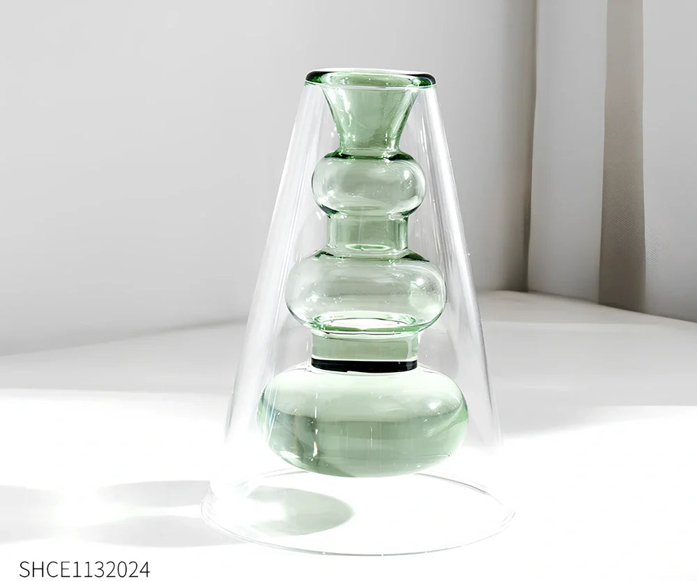 25cm tall European style glass vase in peacock blue with 15cm opening and weighted base