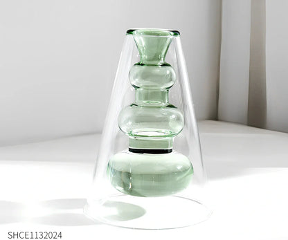 25cm tall European style glass vase in peacock blue with 15cm opening and weighted base