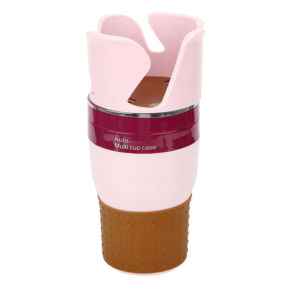 Versatile car cup holder made of ABS plastic and rubber, with a rotatable design to hold cups, bottles, and small items securely in your vehicle.