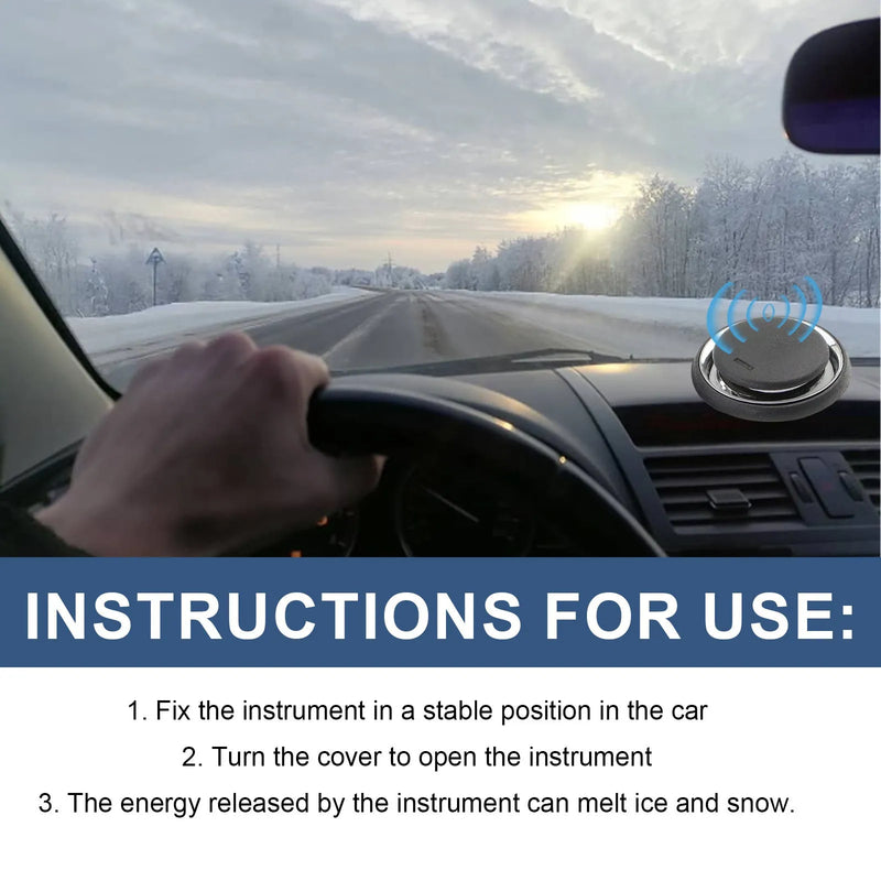 Car deicing and snow melting portable deicing instrument, 7.4x7.4x1.6cm black automotive windscreen ice scraper alternative, battery-free chemical heating snow removal device for winter car care