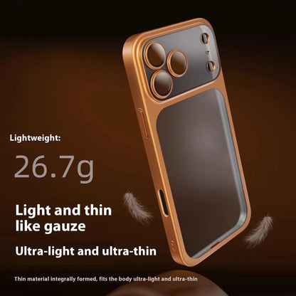 Frosted electroplating PC phone case for iPhone 17 series in all-inclusive design showing drop resistance