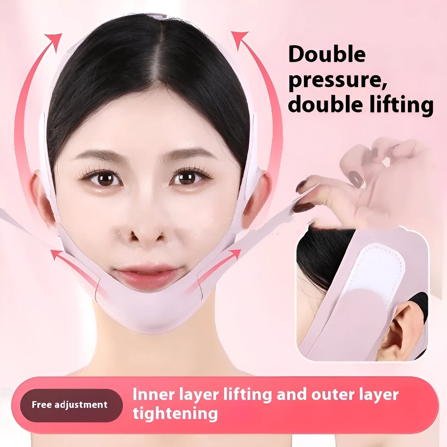 Purple and green V face shaping mask with graphene fabric for facial lifting and tightening