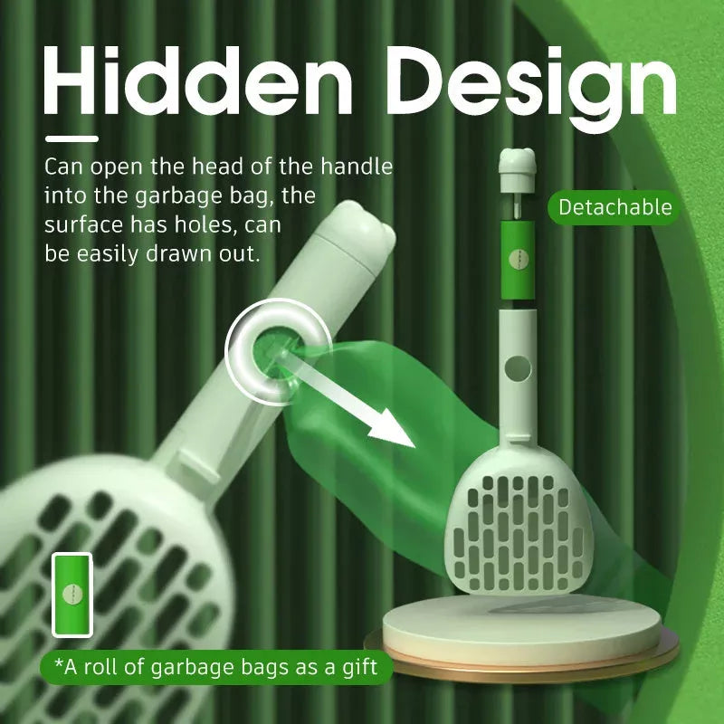 Durable plastic cat litter scoop with base for easy pet litter box cleanup