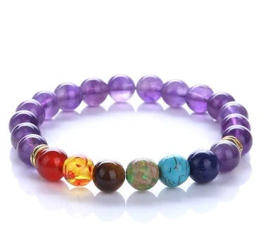 Natural Stone Colorful Bracelet with 8mm beads and 19cm inner circumference