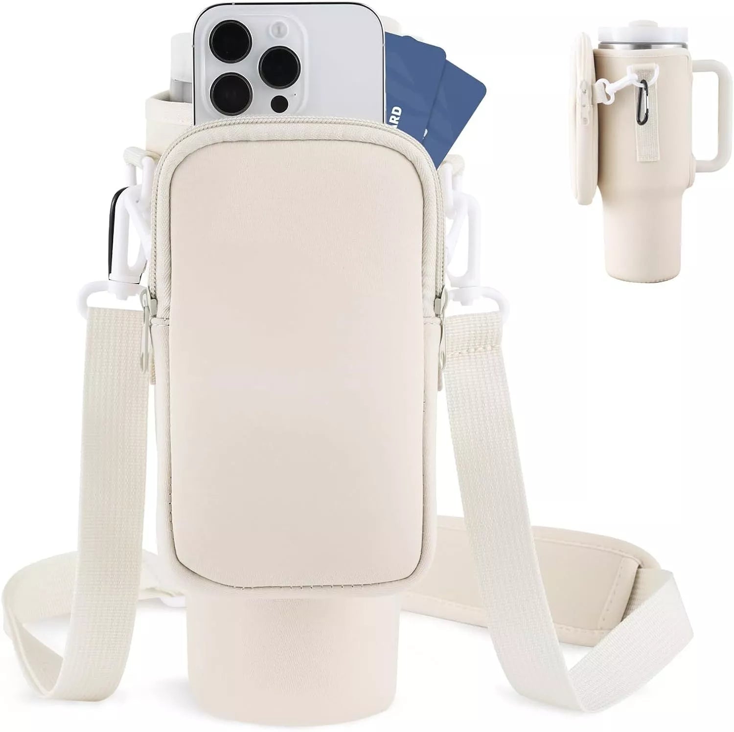 Slok Water Bottle Carrier Bag for 40oz tumblers with adjustable strap and storage pockets