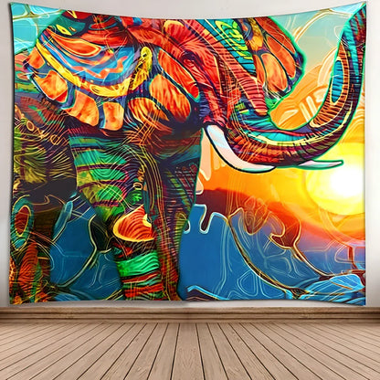 Sunshine Elephant Tapestry with machine-woven cartoon pattern measuring 150x100cm to 230x150cm