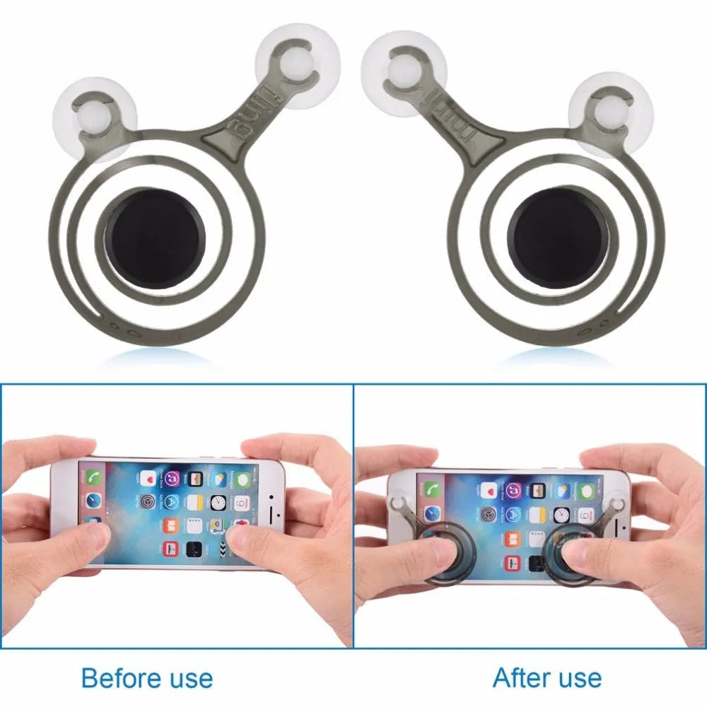 Universal mini joystick pair for mobile phones with 63x48x12mm dimensions and clear/black colour option