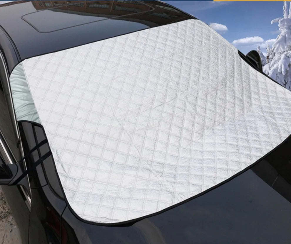 Silver coating car windscreen snow cover with winter plus cotton thick snow block design, waterproof exterior sunshade for sedan and SUV