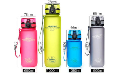 500ML leak-proof sports water bottle in red, blue, green, and grey