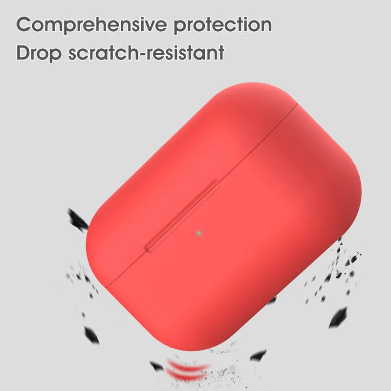 Silicone protective cover for AirPods Pro headphones in multiple colour options showing shock absorption design