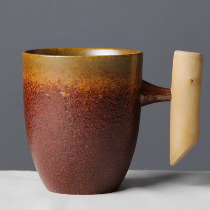 Japanese ceramic mug with solid colour finish showing 350ml capacity and reinforced rim construction