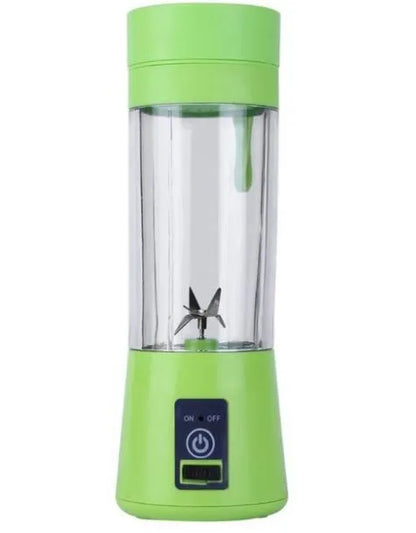 Pink portable USB electric fruit juicer blender cup with stainless steel blade and carry handle.