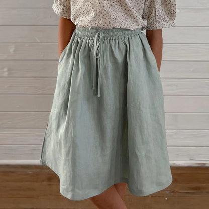 Mori girl style A-line skirt for children in khaki colour with lyocell fabric