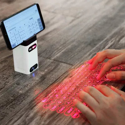 LEING FST Virtual Laser Keyboard projecting QWERTY layout on table