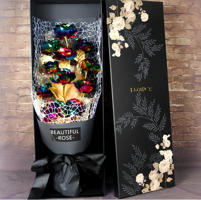 24K gold foil rose bouquet with 11 preserved flowers measuring 45cm tall