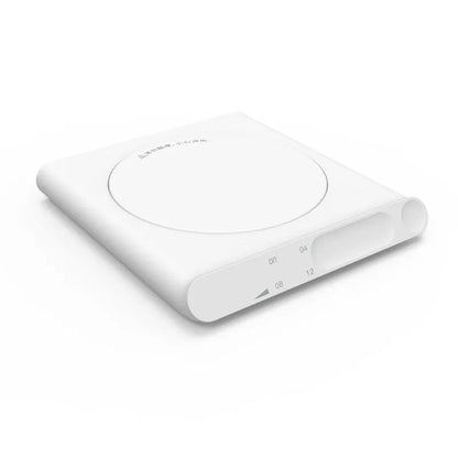 Adjustable Thermostat Coaster in white, blue, and pink with USB interface