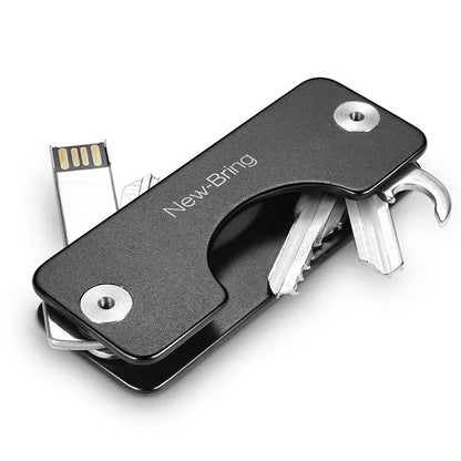 Metal Multifunctional Keychain Organizer in various colors, holding multiple keys