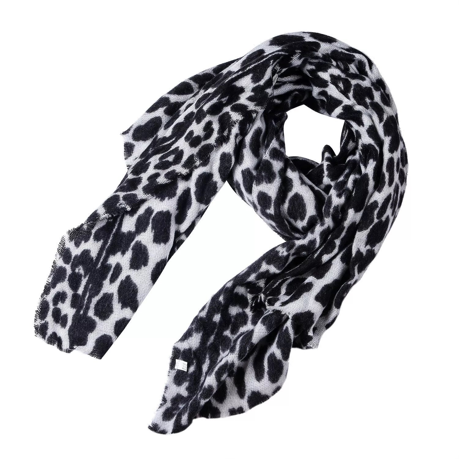Leopard-print imitation cashmere women's scarf shawl, 200x90cm, available in multiple colors