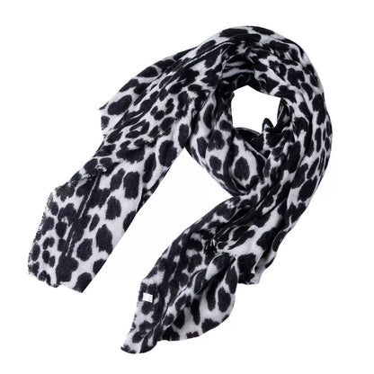Leopard-print imitation cashmere women's scarf shawl, 200x90cm, available in multiple colors