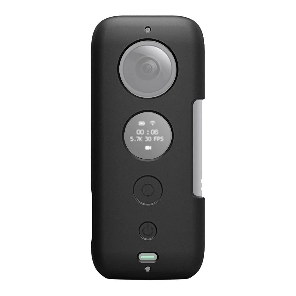 Insta360 ONE X silicone protective case in black or red colours showing camera protection