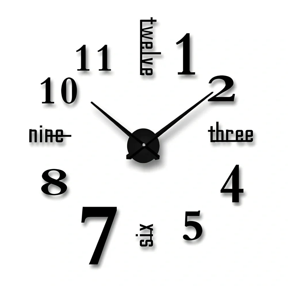 25-inch black solar wall clock with laser-engraved numbers and European round design