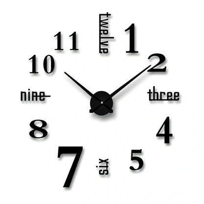 25-inch black solar wall clock with laser-engraved numbers and European round design